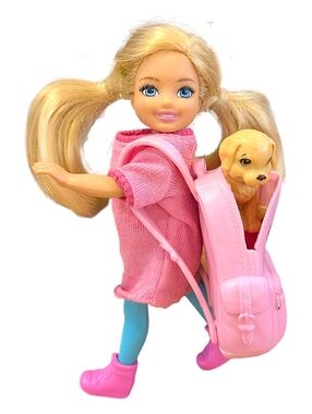 2016 MATTEL Barbies little Sister Chelsea Doll, puppy, Backpack & accessories